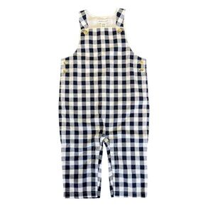 Janie & Jack Plaid White and Blue Overalls Sz 6m-12m NWT